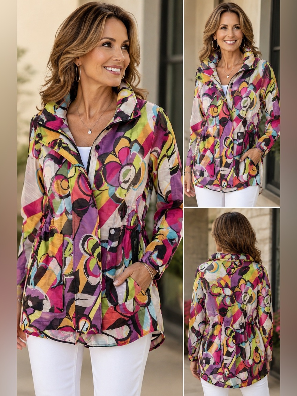 Luii Abstract Print Lightweight Jacket | Size Small | Artistic Boutique Style